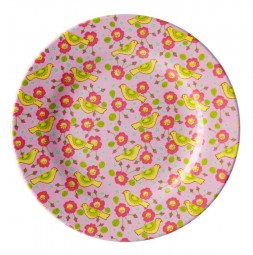 Teller Style Vögel und Blumen